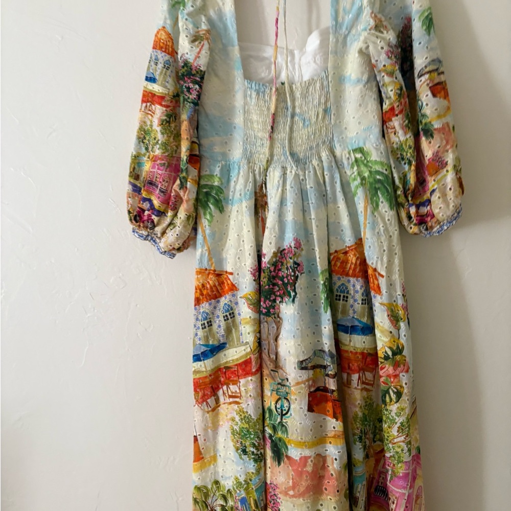 Tropical Print eyelet Maxi Dress with Cutout from Farm Rio Brazil - Picture 5 of 9